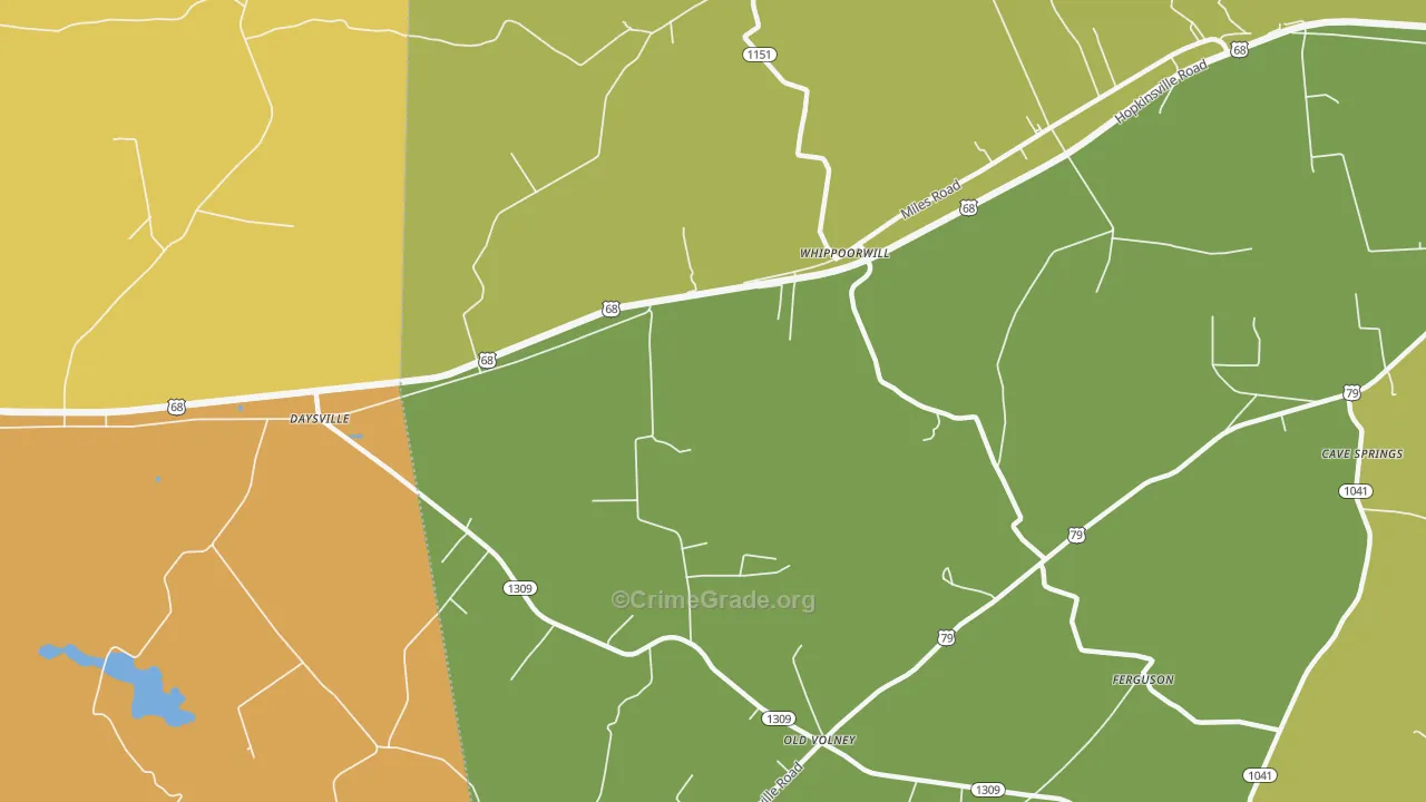 Whippoorwill, KY Map of Burglary Rates