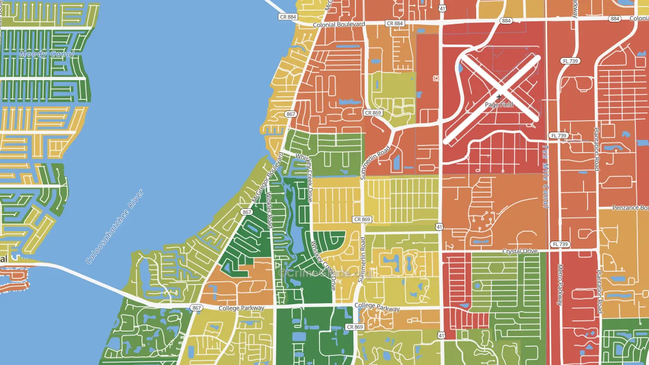 Whiskey Creek, FL Map of Burglary Rates