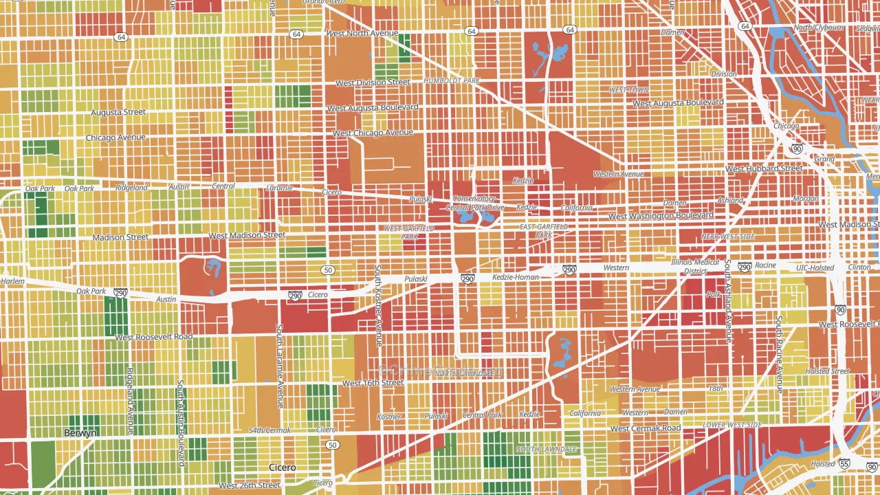 Whiskey Point, Chicago, IL Map of Burglary Rates