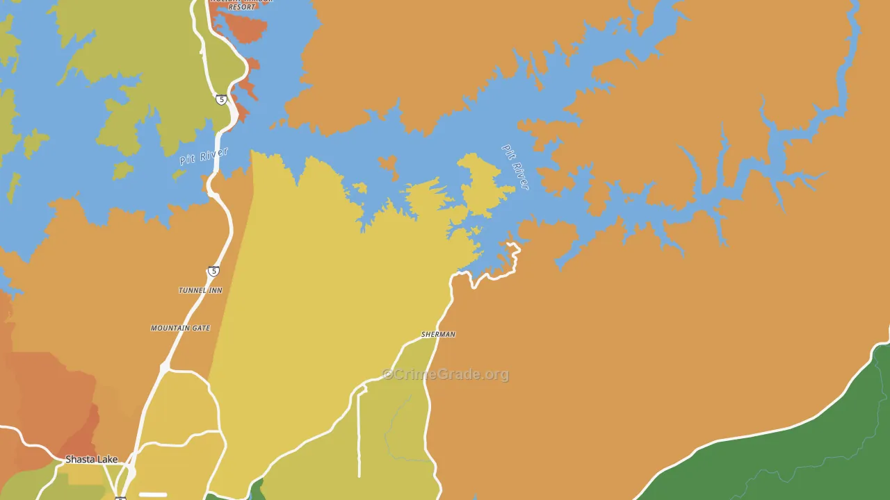 Whiskeytown, CA Map of Burglary Rates