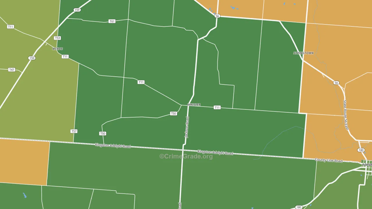 Whisler, OH Map of Burglary Rates