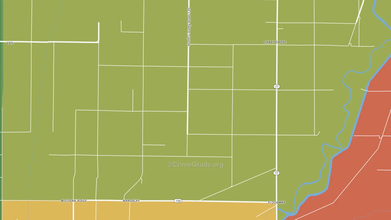 Whistleville, AR Map of Burglary Rates