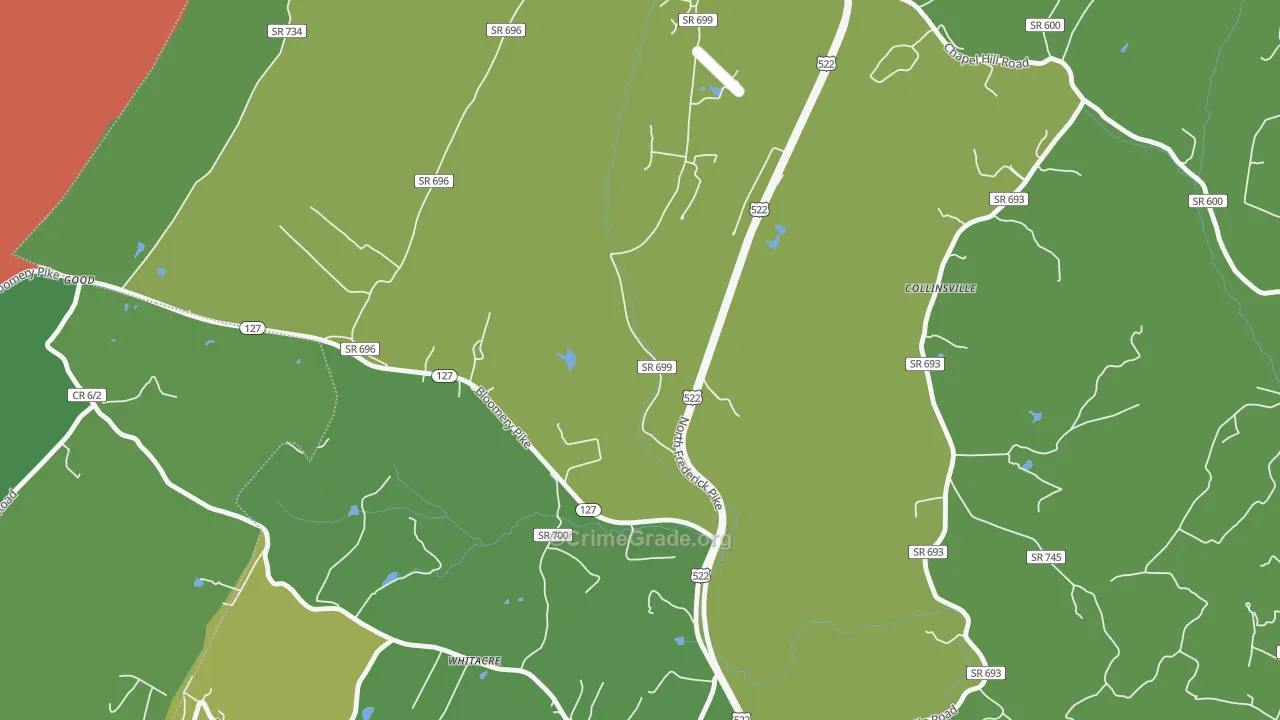 Whitacre, VA Map of Burglary Rates