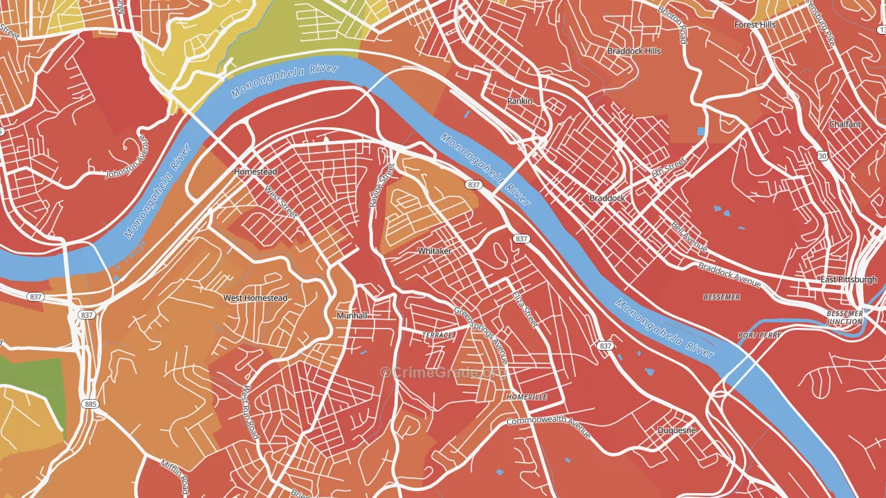 Whitaker, PA Map of Burglary Rates