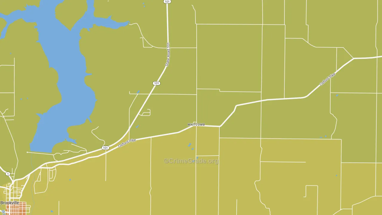Whitcomb, IN Map of Burglary Rates