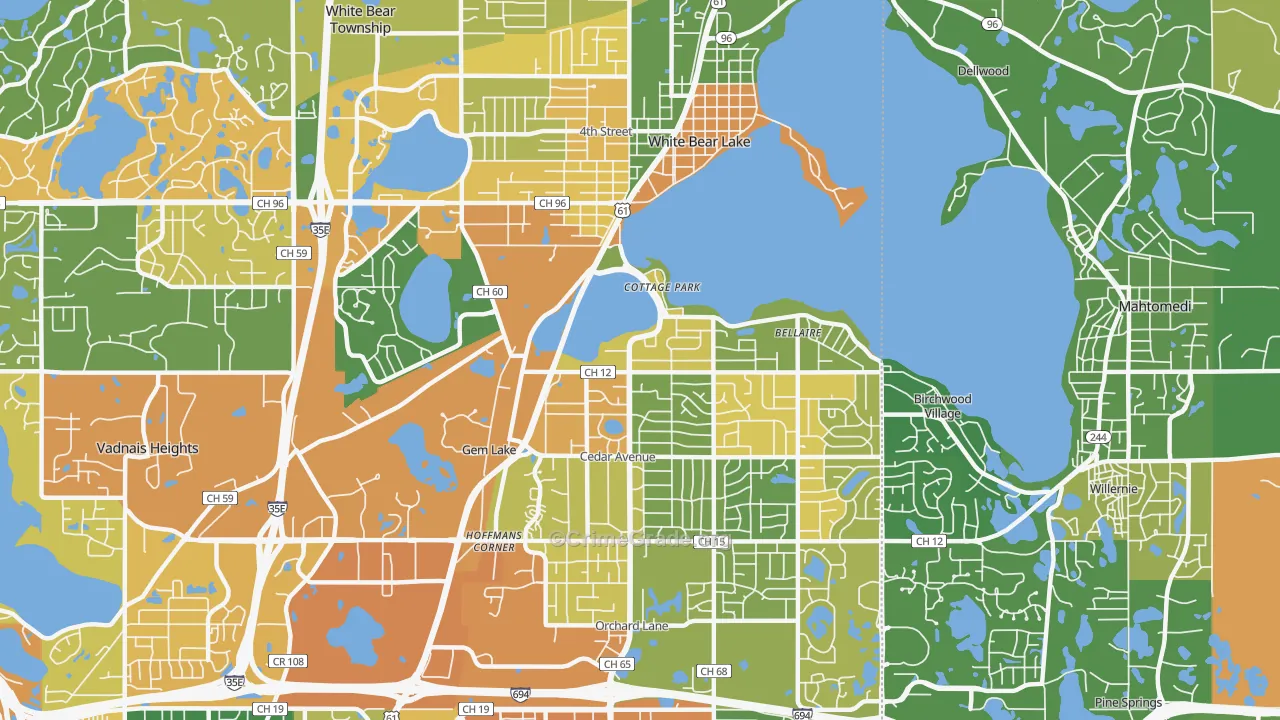 White Bear Lake, MN Map of Burglary Rates