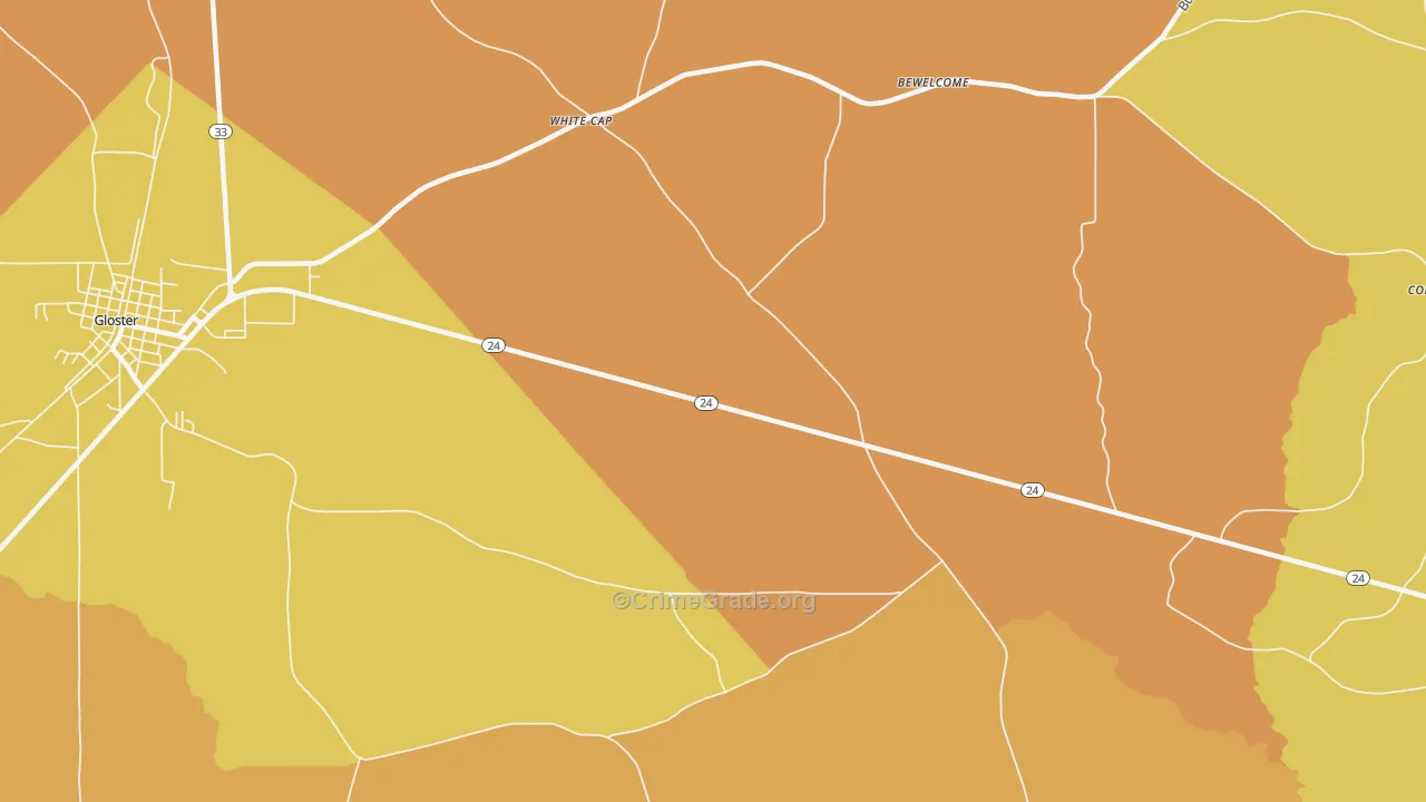 White Cap, MS Map of Burglary Rates