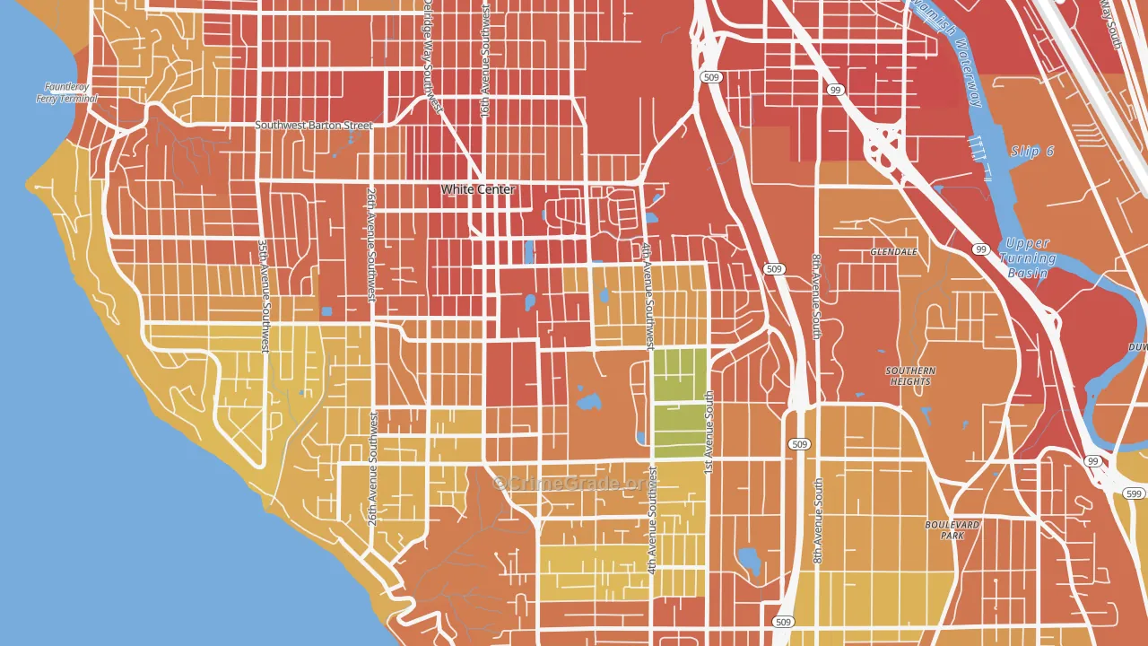White Center, WA Map of Burglary Rates