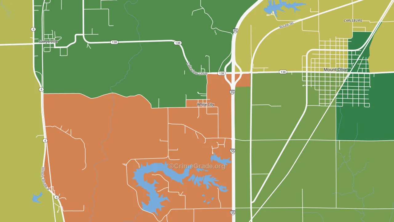 White City, IL Map of Burglary Rates