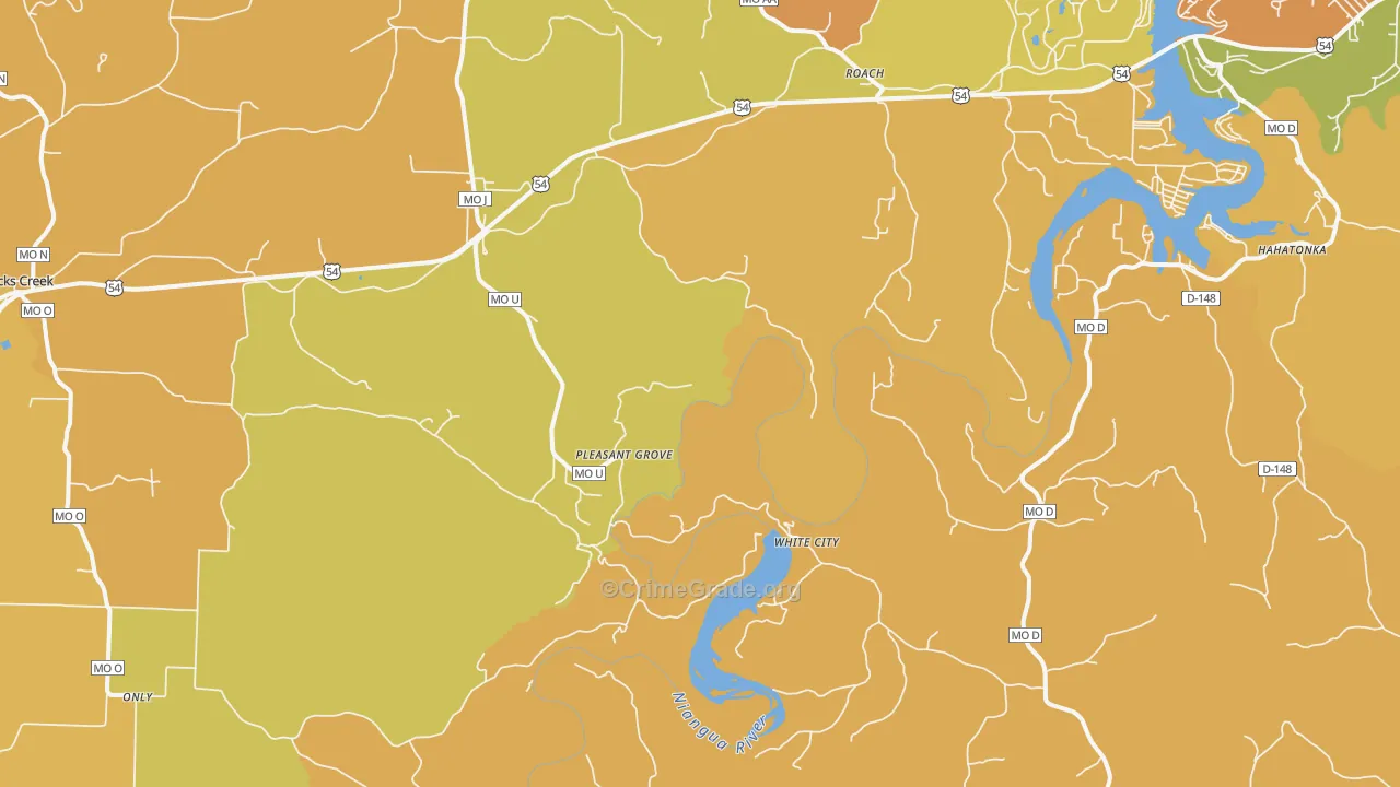 White City, MO Map of Burglary Rates