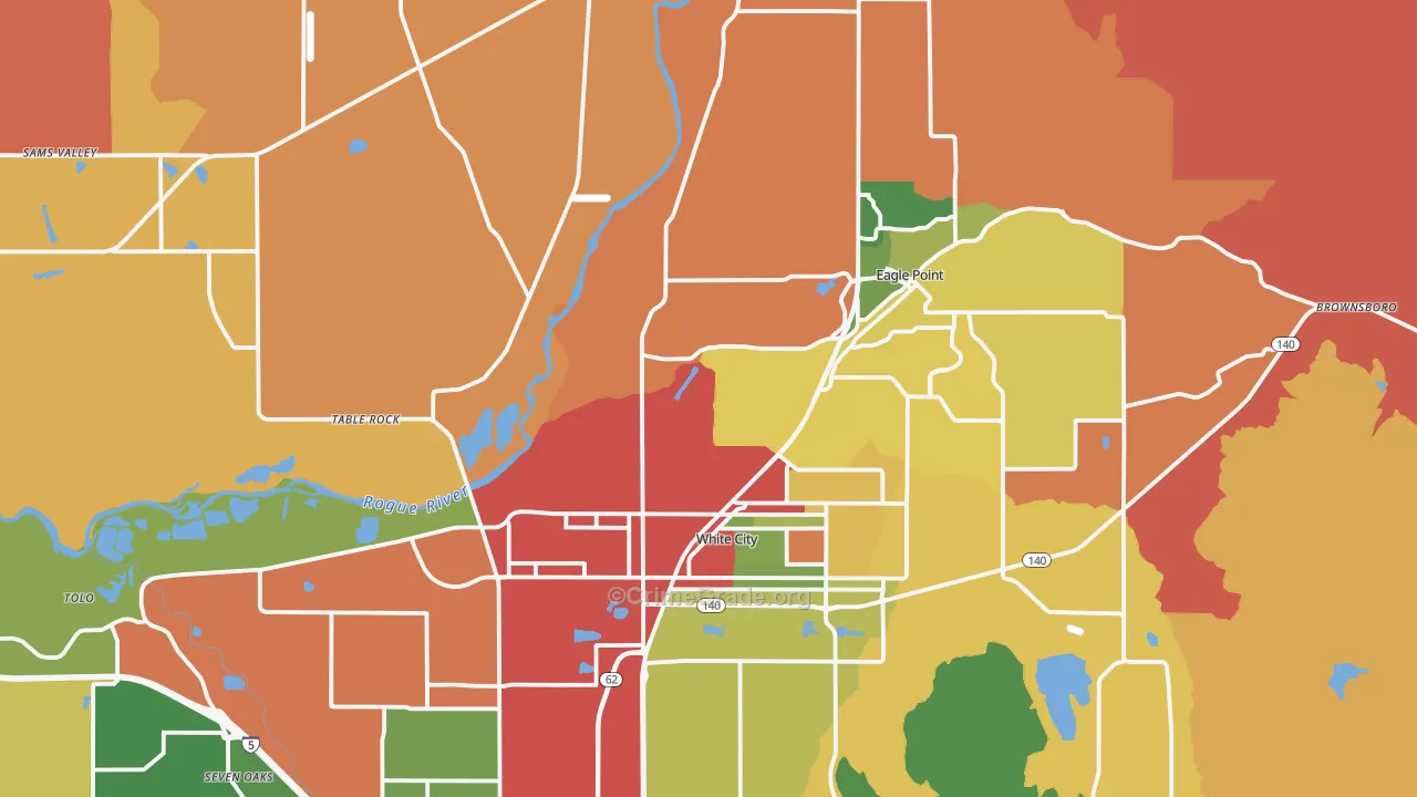 White City, OR Map of Burglary Rates