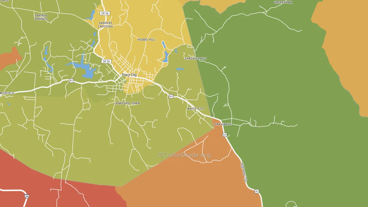 White City, TN Map of Burglary Rates