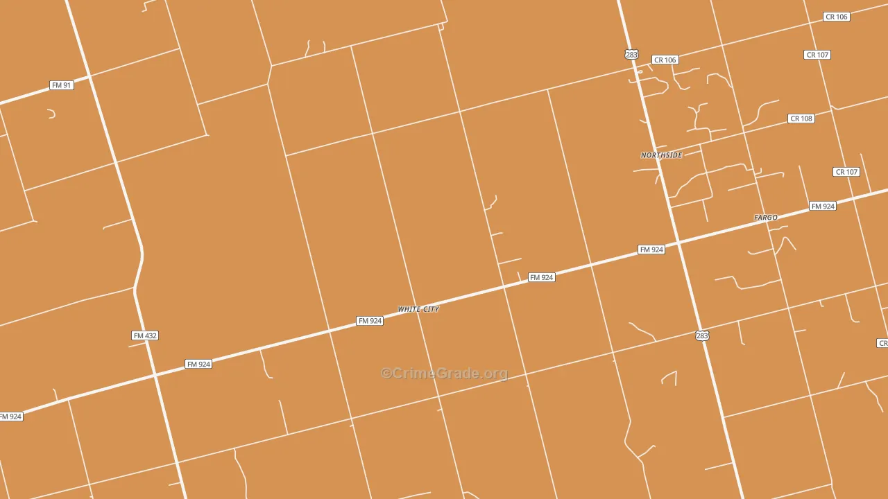 White City, TX Map of Burglary Rates