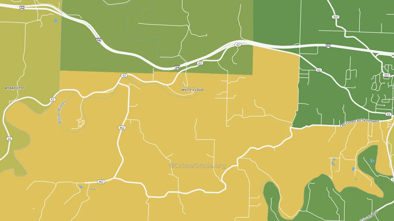 White Cloud, IN Map of Burglary Rates
