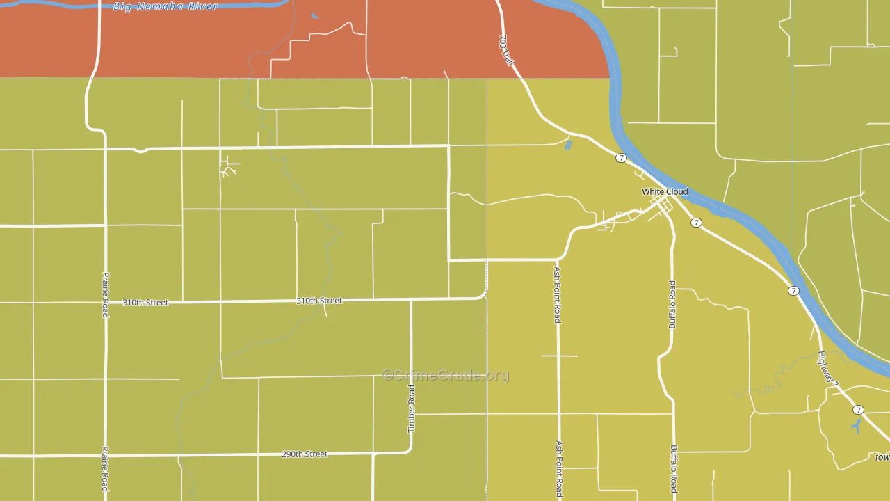 White Cloud, KS Map of Burglary Rates