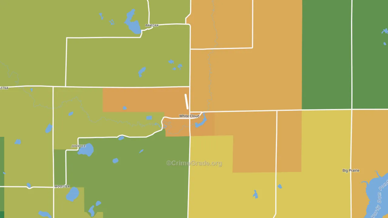 White Cloud, MI Map of Burglary Rates