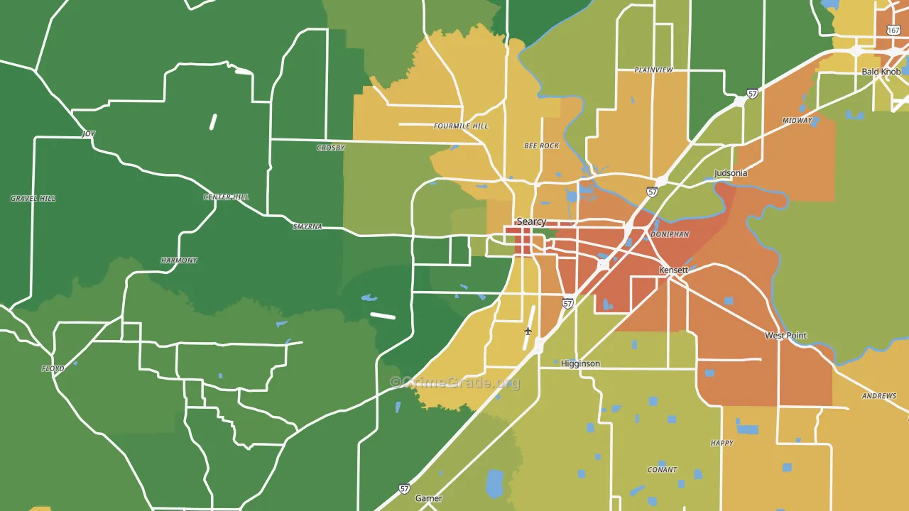 White County, AR Map of Burglary Rates