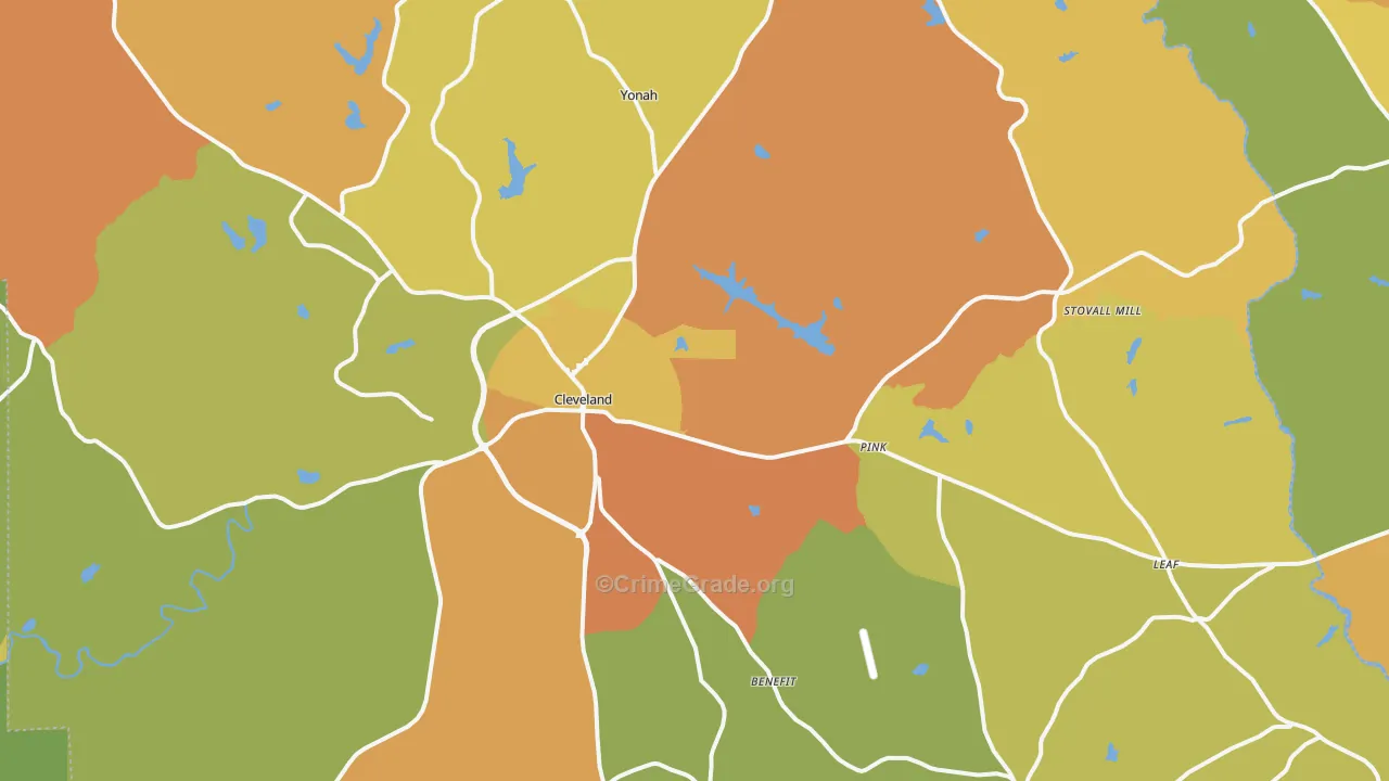 White County, GA Map of Burglary Rates