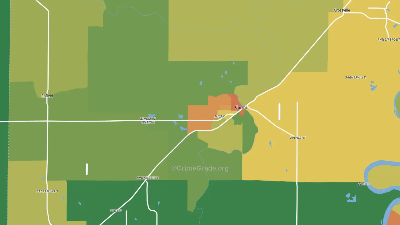 White County, IL Map of Burglary Rates