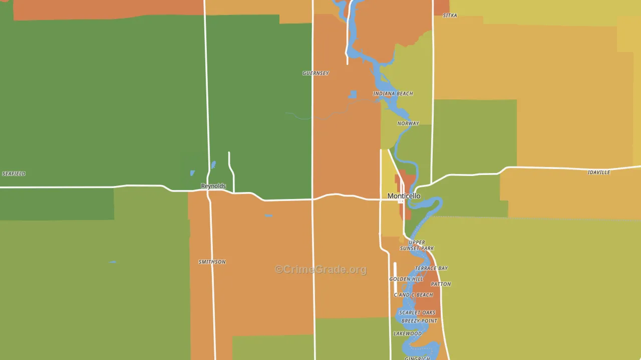White County, IN Map of Burglary Rates