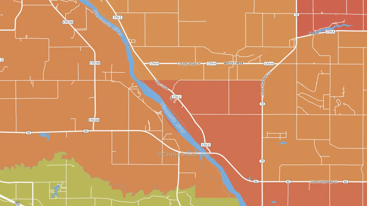 White Creek, WI Map of Burglary Rates