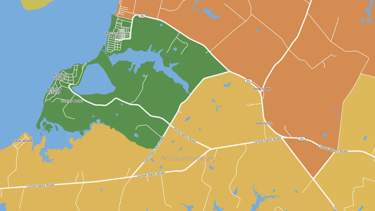 White Crystal Beach, MD Map of Burglary Rates