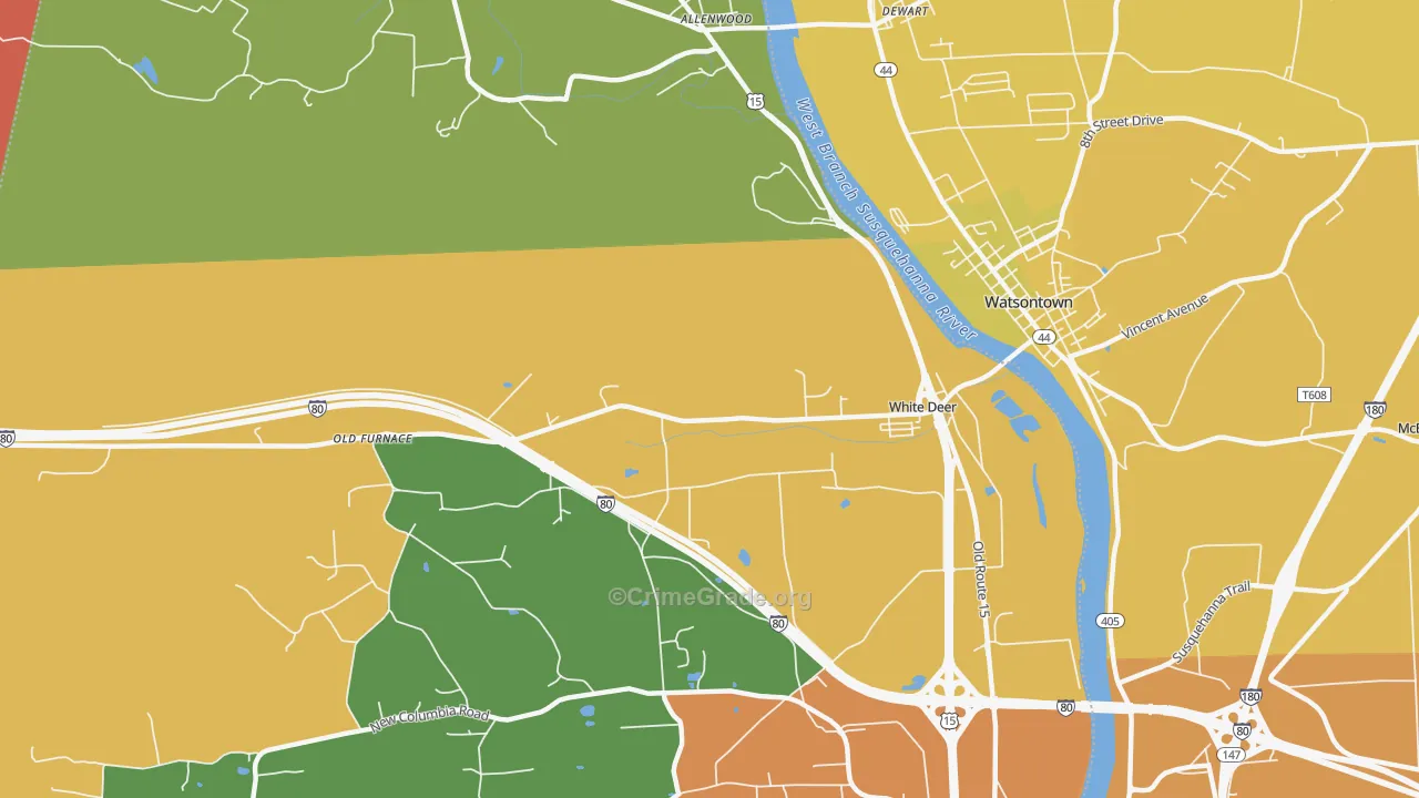 White Deer, PA Map of Burglary Rates