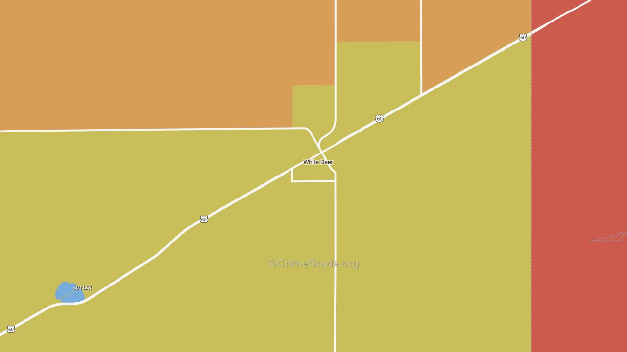 White Deer, TX Map of Burglary Rates