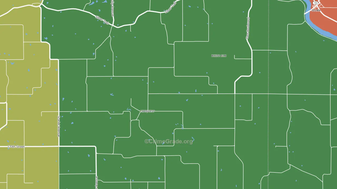 White Elm, IA Map of Burglary Rates