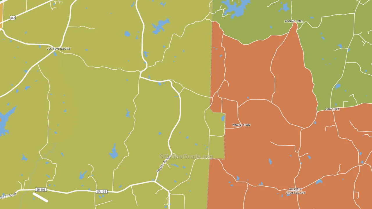 White Fern, TN Map of Burglary Rates