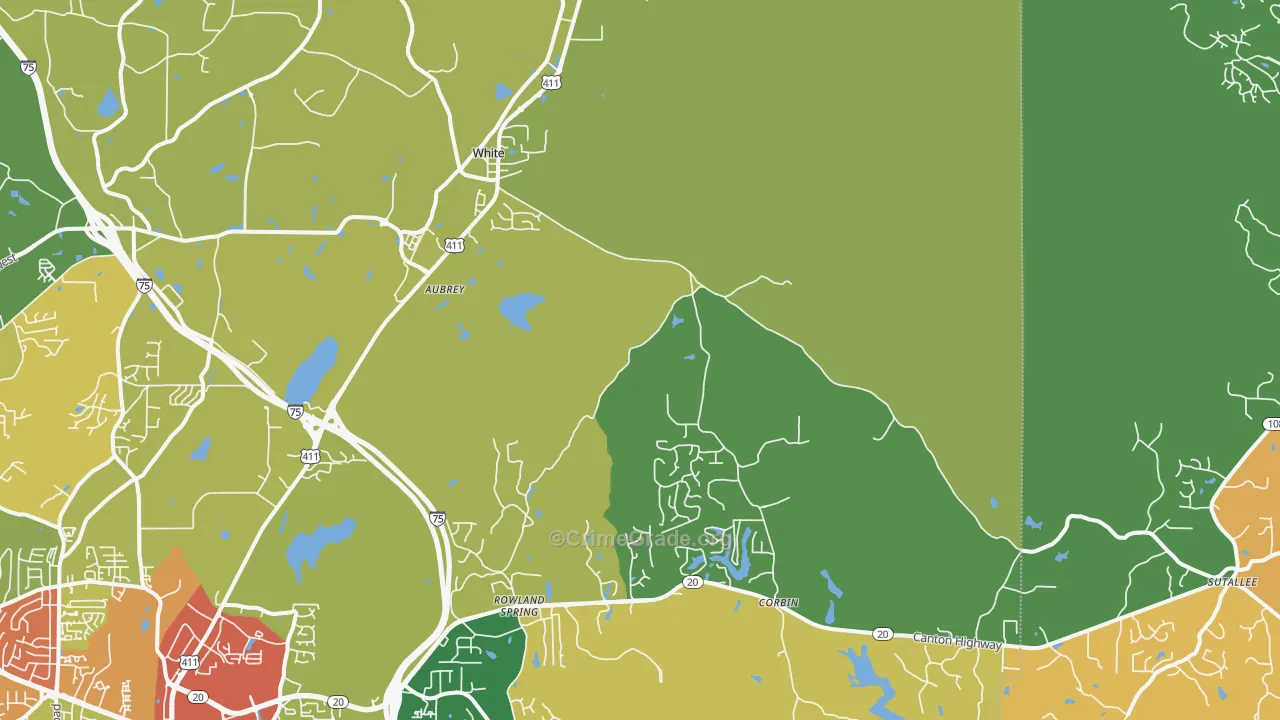 White, GA Map of Burglary Rates