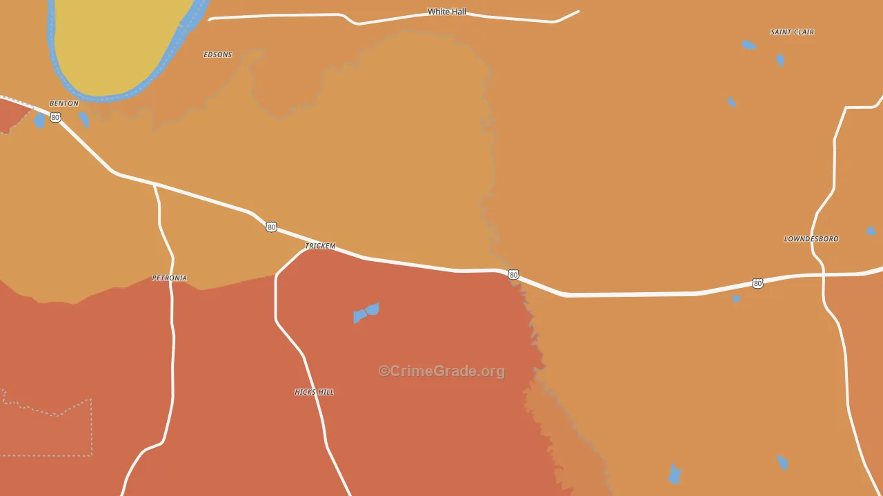 White Hall, AL Map of Burglary Rates