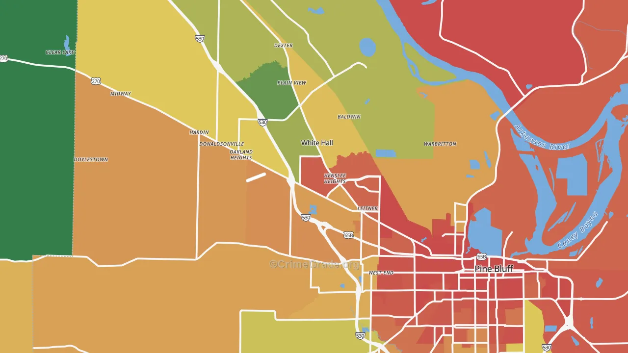 White Hall, AR Map of Burglary Rates