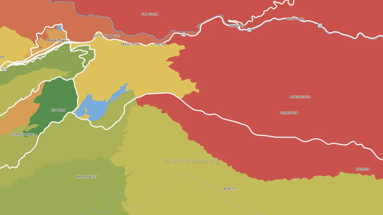 White Hall, CA Map of Burglary Rates