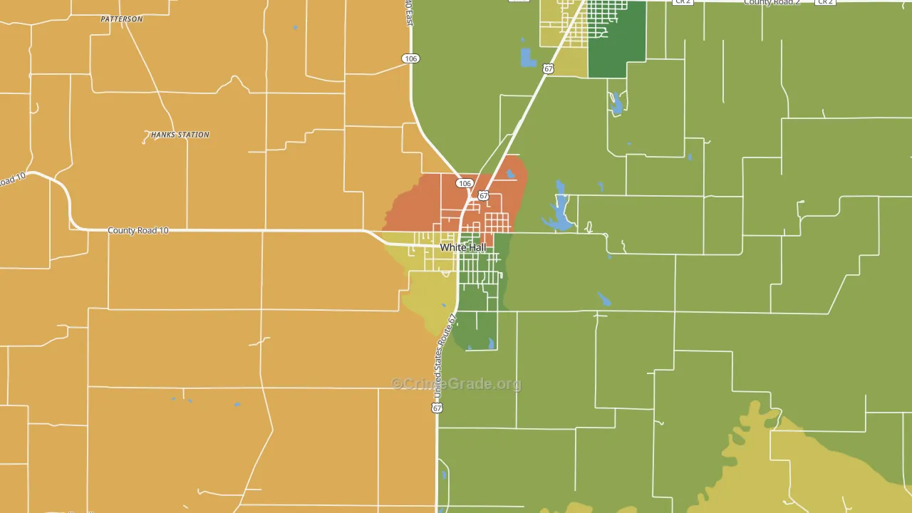 White Hall, IL Map of Burglary Rates
