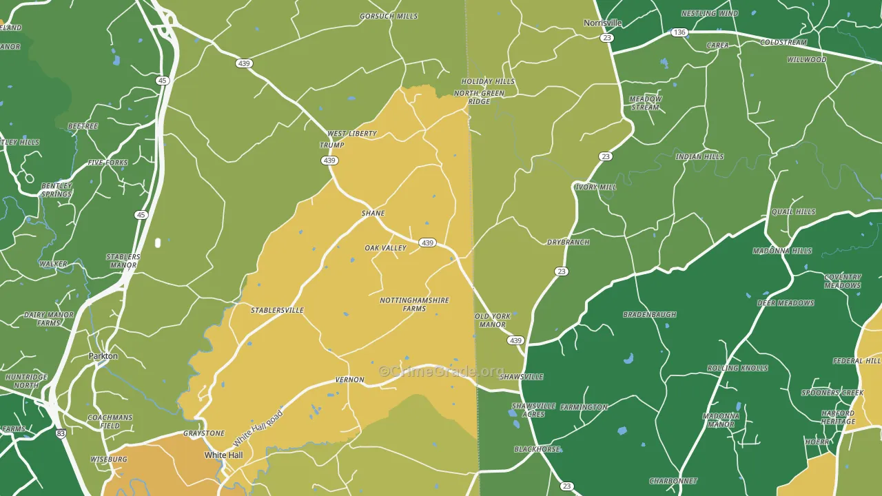 White Hall, MD Map of Burglary Rates