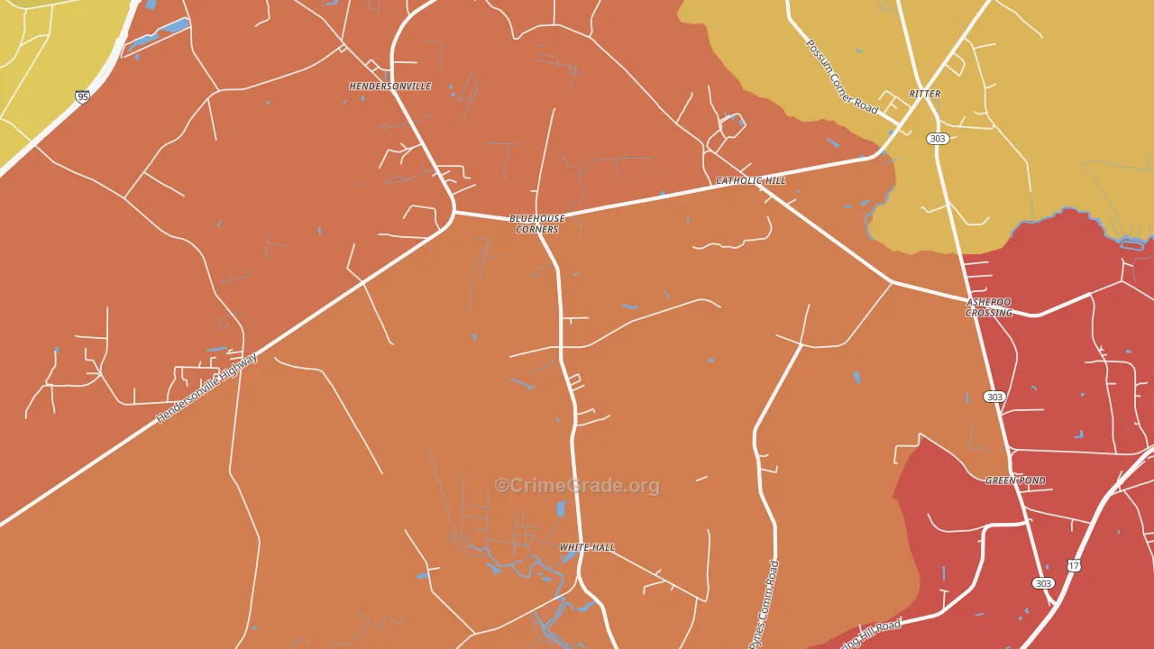 White Hall, SC Map of Burglary Rates