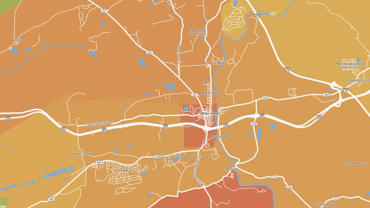 White Haven, PA Map of Burglary Rates