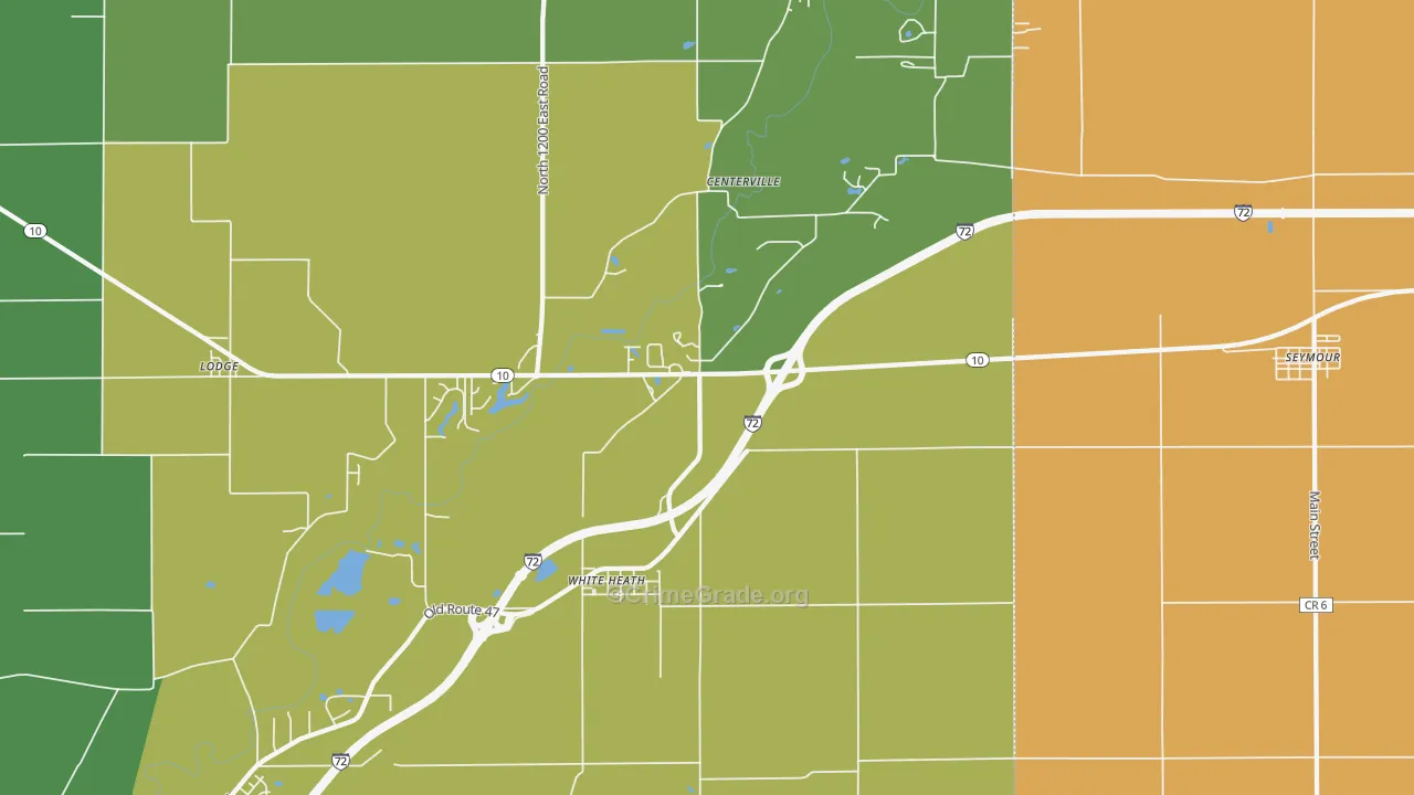 White Heath, IL Map of Burglary Rates
