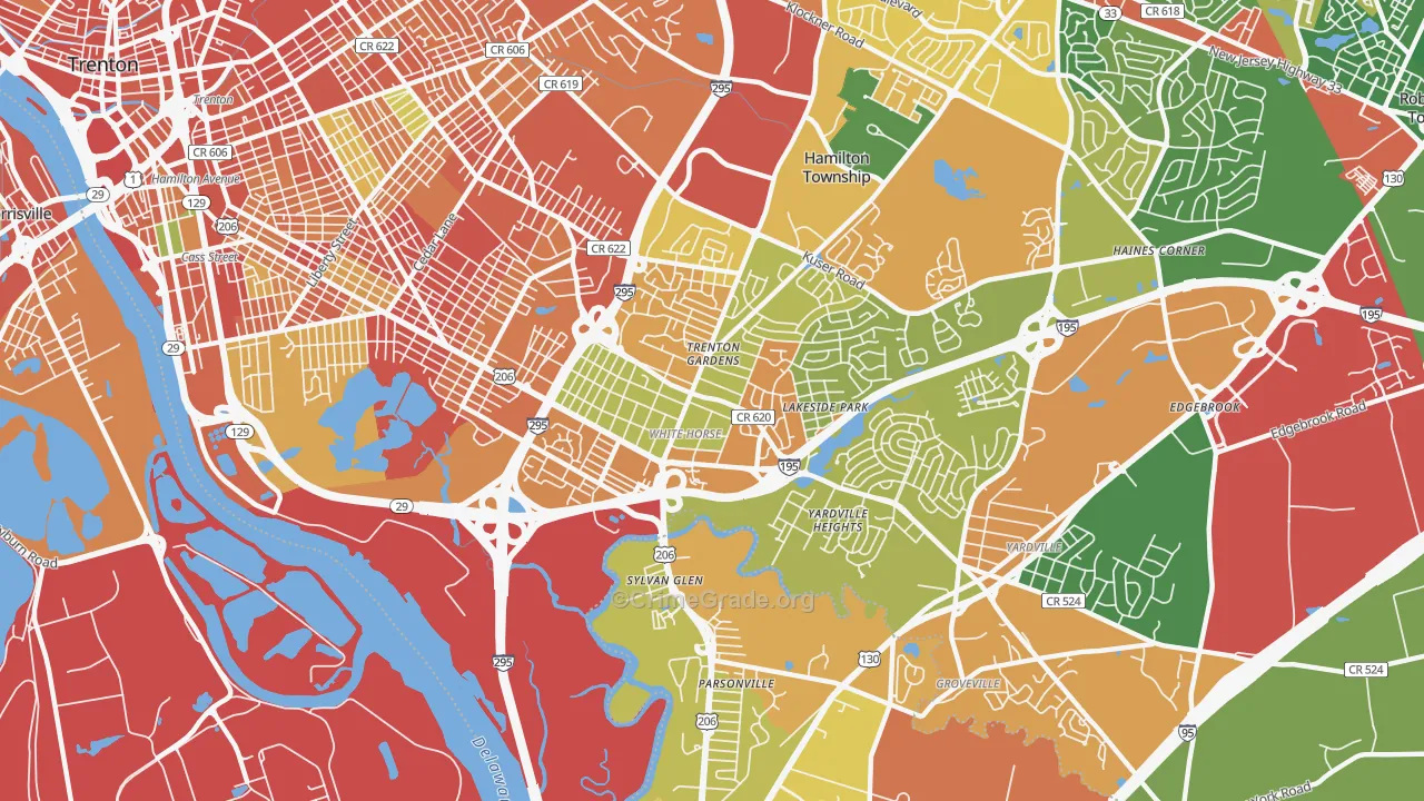 White Horse, NJ Map of Burglary Rates