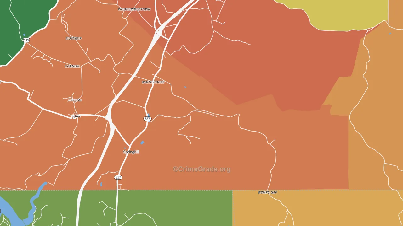 White House, PA Map of Burglary Rates