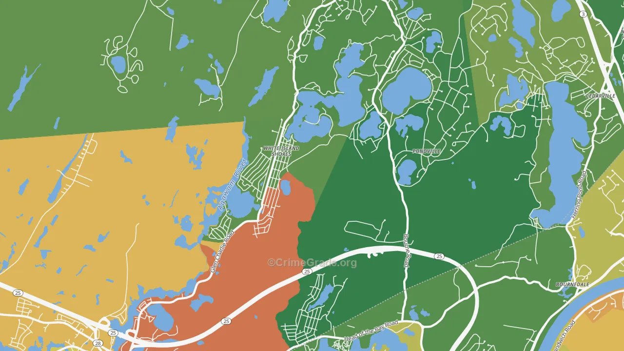 White Island Shores, MA Map of Burglary Rates