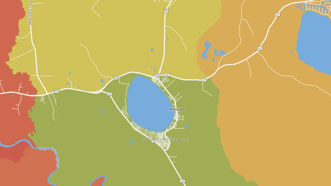 White Lake, NC Map of Burglary Rates