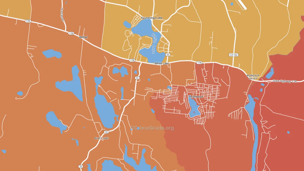 White Lake, NY Map of Burglary Rates