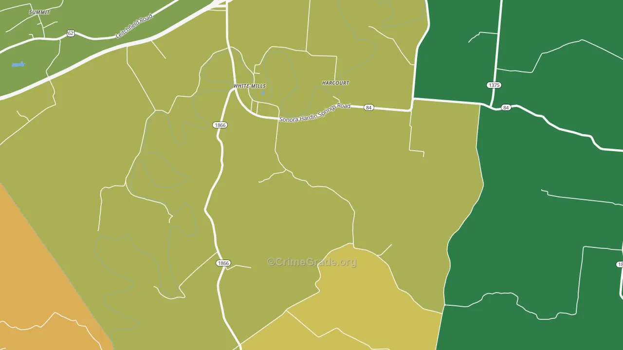 White Mills, KY Map of Burglary Rates