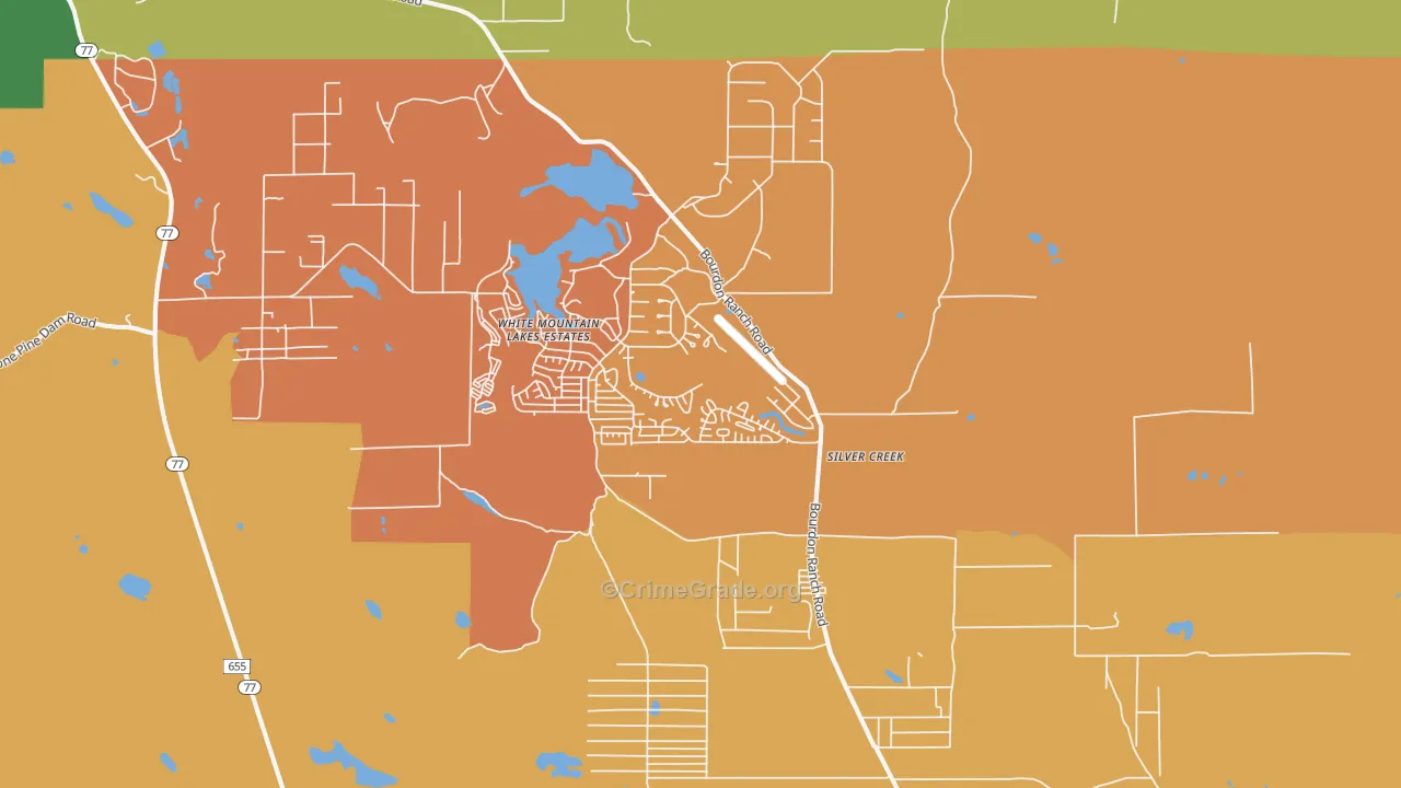 White Mountain Lake, AZ Map of Burglary Rates