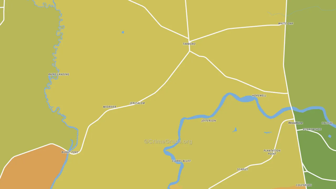 White Oak, GA Map of Burglary Rates