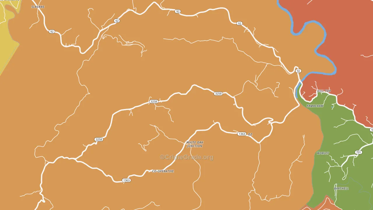 White Oak Junction, KY Map of Burglary Rates