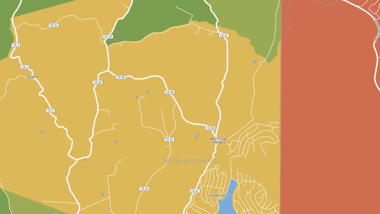 White Oak Springs, WV Map of Burglary Rates