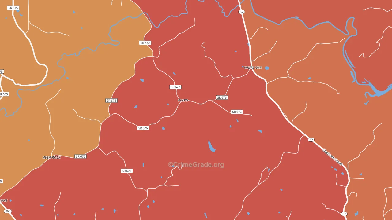 White Oak, VA Map of Burglary Rates